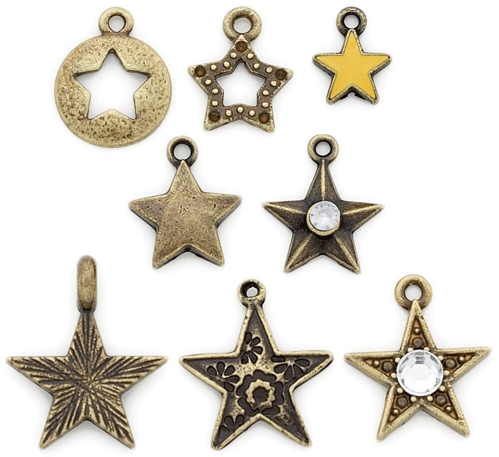 5136 Tokens Metal Charms, 8/Pkg, Ox Brass Star